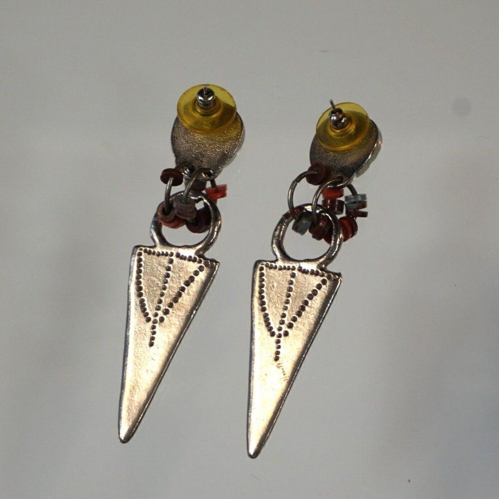 Triangle Statement Earrings Mixed Multicolor Meta… - image 5